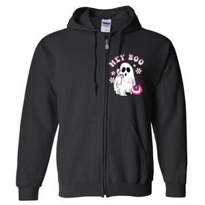 Groovy Hey Boo Cute Ghost Funny Halloween Girls Kids Full Zip Hoodie