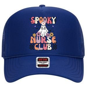 Groovy Halloween Boo Crew School Nurse Halloween Boo Crew Gift High Crown Mesh Back Trucker Hat