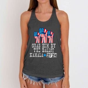 Grab Him By The Ballot Kamala 2024 Funny Election Women's Knotted Racerback Tank