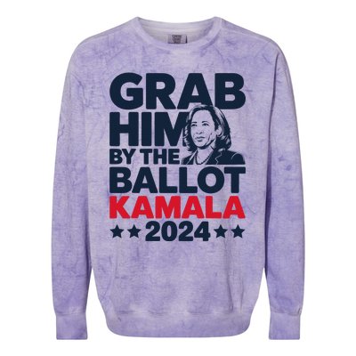 Grab Him By The Ballot Kamala 2024 Colorblast Crewneck Sweatshirt