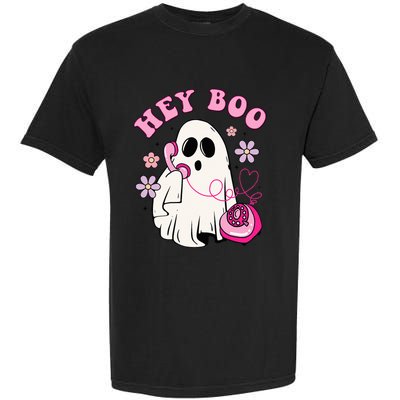 Groovy Hey Boo Cute Ghost Funny Halloween Girls Kids Garment-Dyed Heavyweight T-Shirt