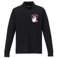 Groovy Hey Boo Cute Ghost Funny Halloween Girls Kids Performance Long Sleeve Polo