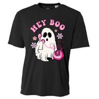 Groovy Hey Boo Cute Ghost Funny Halloween Girls Kids Cooling Performance Crew T-Shirt