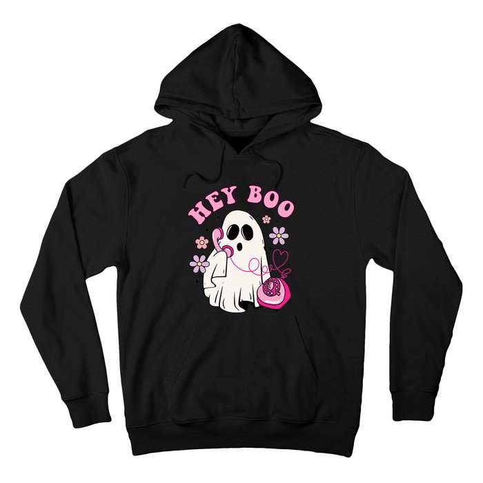 Groovy Hey Boo Cute Ghost Funny Halloween Girls Kids Hoodie