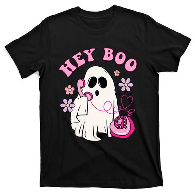 Groovy Hey Boo Cute Ghost Funny Halloween Girls Kids T-Shirt