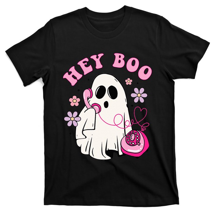 Groovy Hey Boo Cute Ghost Funny Halloween Girls Kids T-Shirt