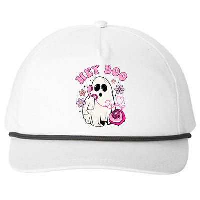 Groovy Hey Boo Cute Ghost Funny Halloween Girls Kids Snapback Five-Panel Rope Hat