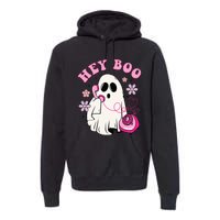 Groovy Hey Boo Cute Ghost Funny Halloween Girls Kids Premium Hoodie