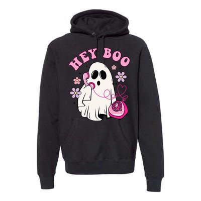 Groovy Hey Boo Cute Ghost Funny Halloween Girls Kids Premium Hoodie