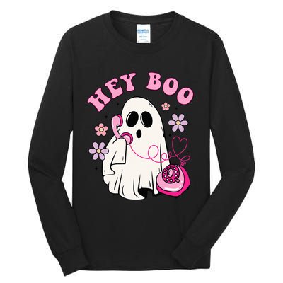 Groovy Hey Boo Cute Ghost Funny Halloween Girls Kids Tall Long Sleeve T-Shirt