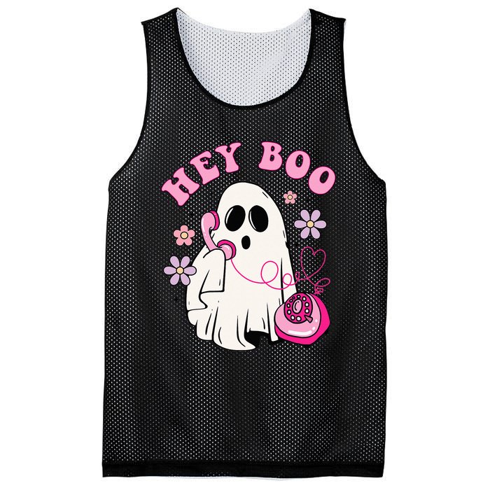 Groovy Hey Boo Cute Ghost Funny Halloween Girls Kids Mesh Reversible Basketball Jersey Tank