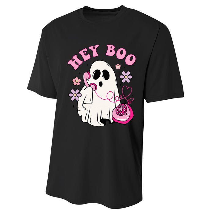 Groovy Hey Boo Cute Ghost Funny Halloween Girls Kids Performance Sprint T-Shirt