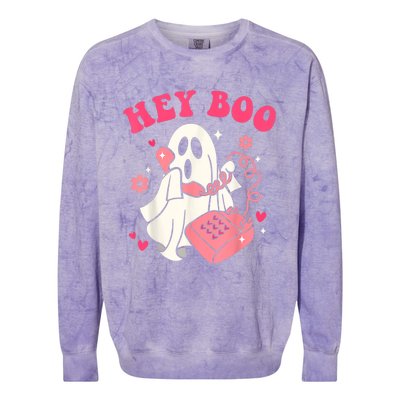 Groovy Hey Boo Cute Ghost Funny Halloween Colorblast Crewneck Sweatshirt