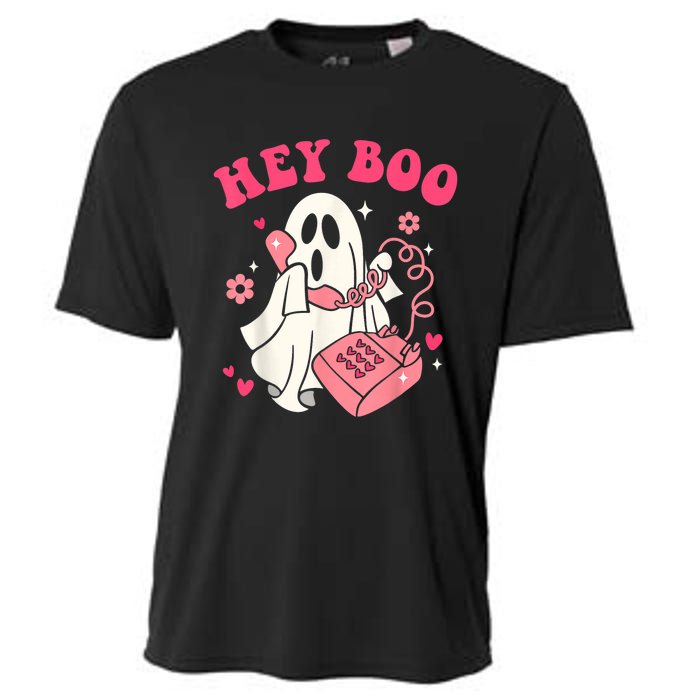 Groovy Hey Boo Cute Ghost Funny Halloween Cooling Performance Crew T-Shirt