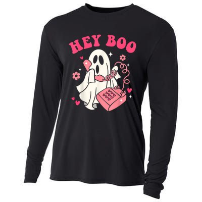 Groovy Hey Boo Cute Ghost Funny Halloween Cooling Performance Long Sleeve Crew