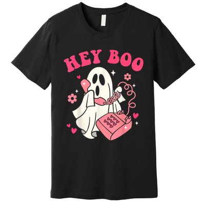 Groovy Hey Boo Cute Ghost Funny Halloween Premium T-Shirt