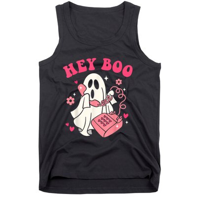 Groovy Hey Boo Cute Ghost Funny Halloween Tank Top