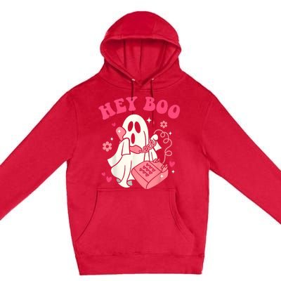 Groovy Hey Boo Cute Ghost Funny Halloween Premium Pullover Hoodie