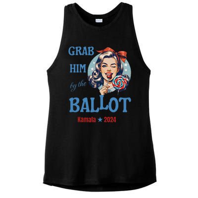 Grab Him By The Ballot Kamala 2024 Funny Harris Election Ladies PosiCharge Tri-Blend Wicking Tank