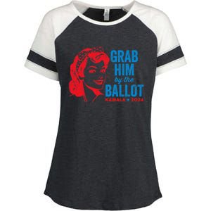 Grab Him By The Ballot Funny Kamala Harris 2024 Election Enza Ladies Jersey Colorblock Tee