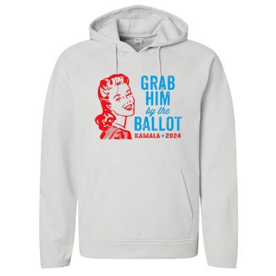 Grab Him By The Ballot Kamala 2024 Funny Harris Election Performance Fleece Hoodie