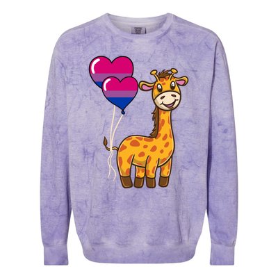 Giraffe Heart Balloon Bisexual Pride Gift Colorblast Crewneck Sweatshirt