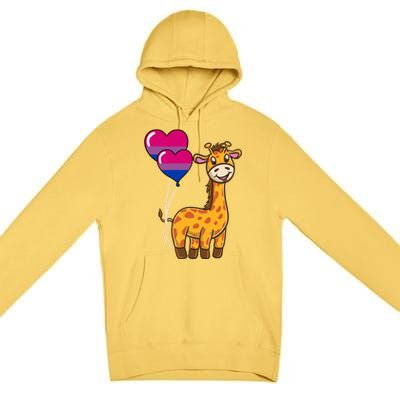 Giraffe Heart Balloon Bisexual Pride Gift Premium Pullover Hoodie