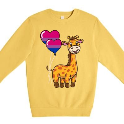 Giraffe Heart Balloon Bisexual Pride Gift Premium Crewneck Sweatshirt