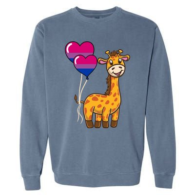 Giraffe Heart Balloon Bisexual Pride Gift Garment-Dyed Sweatshirt