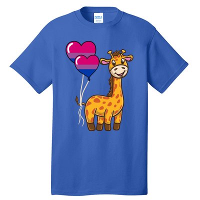 Giraffe Heart Balloon Bisexual Pride Gift Tall T-Shirt