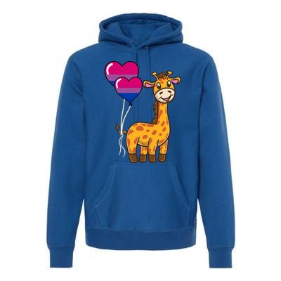 Giraffe Heart Balloon Bisexual Pride Gift Premium Hoodie