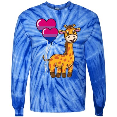 Giraffe Heart Balloon Bisexual Pride Gift Tie-Dye Long Sleeve Shirt