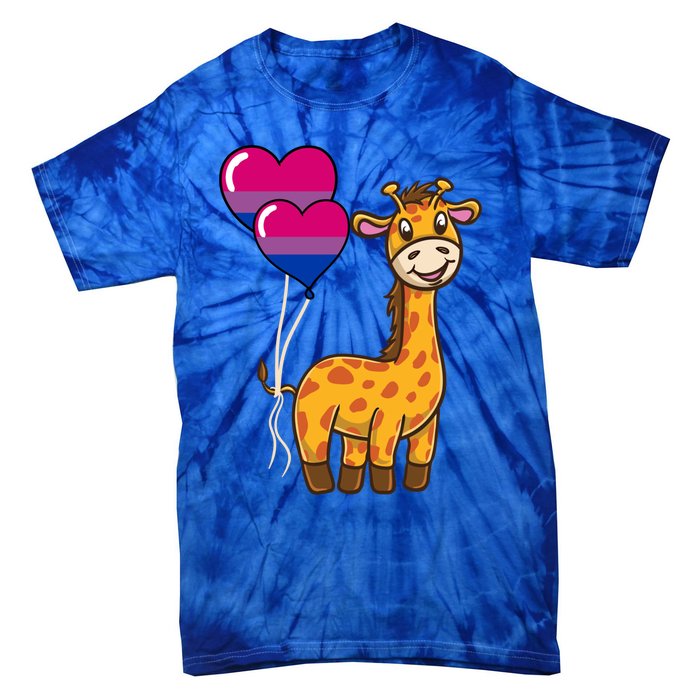 Giraffe Heart Balloon Bisexual Pride Gift Tie-Dye T-Shirt