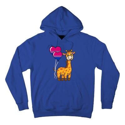 Giraffe Heart Balloon Bisexual Pride Gift Tall Hoodie