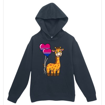 Giraffe Heart Balloon Bisexual Pride Gift Urban Pullover Hoodie