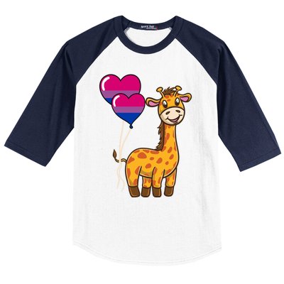 Giraffe Heart Balloon Bisexual Pride Gift Baseball Sleeve Shirt