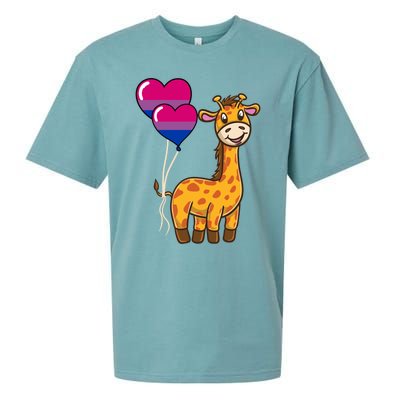 Giraffe Heart Balloon Bisexual Pride Gift Sueded Cloud Jersey T-Shirt