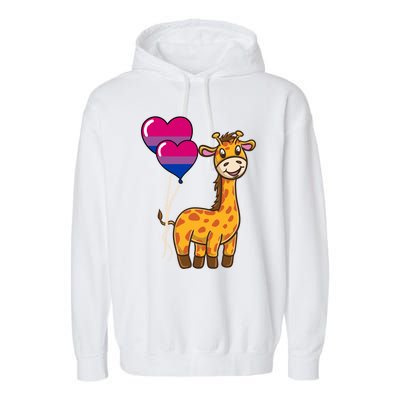 Giraffe Heart Balloon Bisexual Pride Gift Garment-Dyed Fleece Hoodie