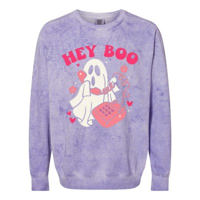 Groovy Hey Boo Cute Ghost Funny Halloween Colorblast Crewneck Sweatshirt