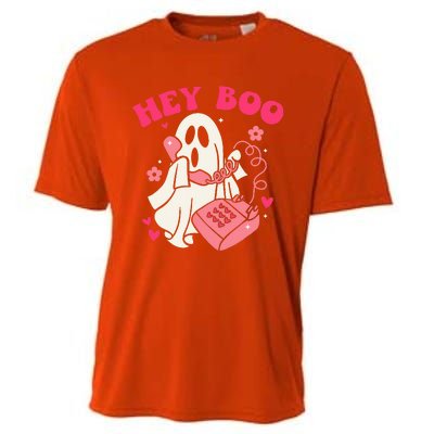 Groovy Hey Boo Cute Ghost Funny Halloween Cooling Performance Crew T-Shirt