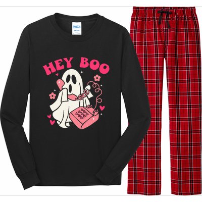 Groovy Hey Boo Cute Ghost Funny Halloween Long Sleeve Pajama Set