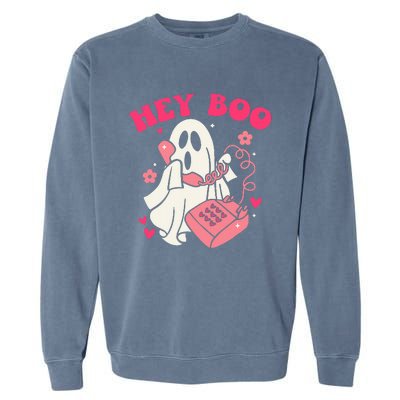 Groovy Hey Boo Cute Ghost Funny Halloween Garment-Dyed Sweatshirt