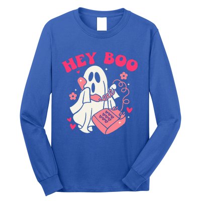 Groovy Hey Boo Cute Ghost Funny Halloween Long Sleeve Shirt