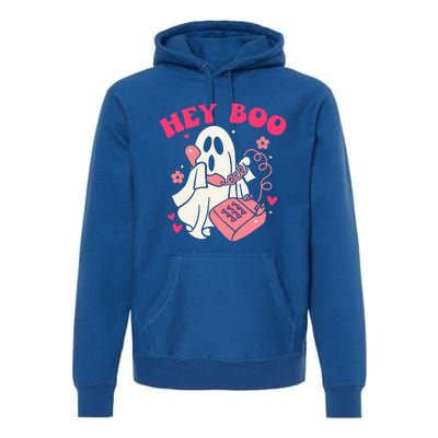 Groovy Hey Boo Cute Ghost Funny Halloween Premium Hoodie