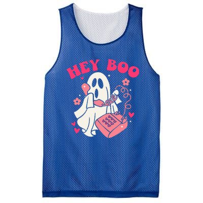 Groovy Hey Boo Cute Ghost Funny Halloween Mesh Reversible Basketball Jersey Tank