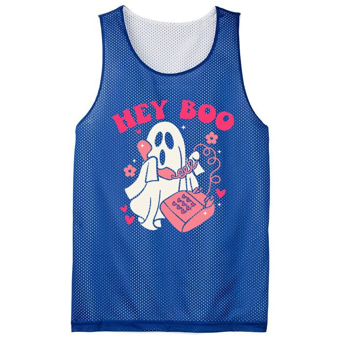 Groovy Hey Boo Cute Ghost Funny Halloween Mesh Reversible Basketball Jersey Tank