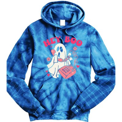 Groovy Hey Boo Cute Ghost Funny Halloween Tie Dye Hoodie