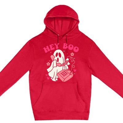 Groovy Hey Boo Cute Ghost Funny Halloween Premium Pullover Hoodie