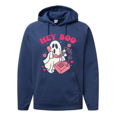 Groovy Hey Boo Cute Ghost Funny Halloween Performance Fleece Hoodie