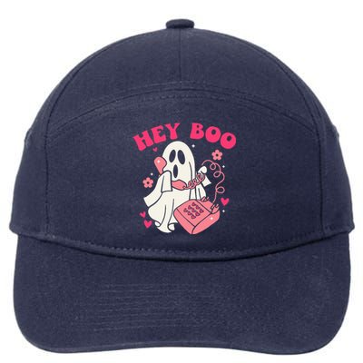 Groovy Hey Boo Cute Ghost Funny Halloween 7-Panel Snapback Hat